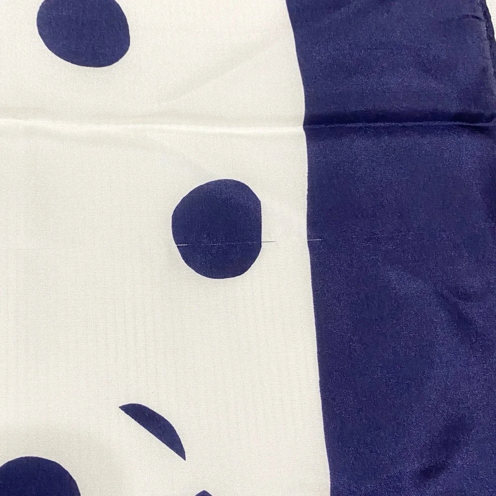 Christian Dior Blue White Polka Dot Silk Scarf